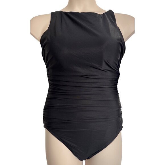 Miracle Suit Black Regatta Size 14 One Piece Swimsuit NWT High Neck - Picture 1 of 13